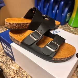 Black Double Buckle Sandals